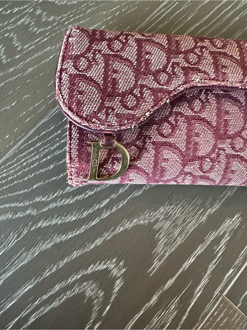 Christian Dior Trifold Saddle Wallet in Pink/Burgundy - Picture 4 of 7